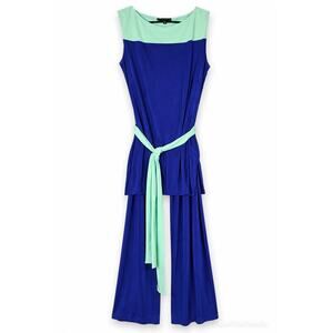 Tiana B Colorblock Pantsuit Set Blue Loungewear Lagenlook Careerwear Luxe Sz Lg
